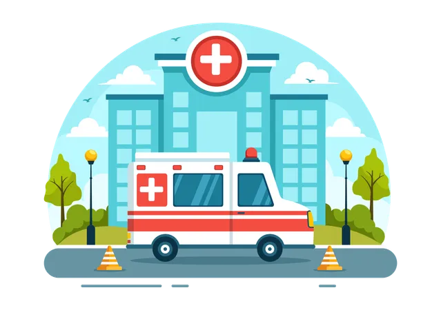 Emergency Service by ambulance  Illustration