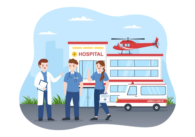 Emergency Service for Pick Up Patient Illustration