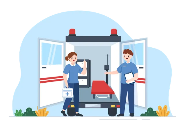 Emergency Service for Pick Up Patient Illustration