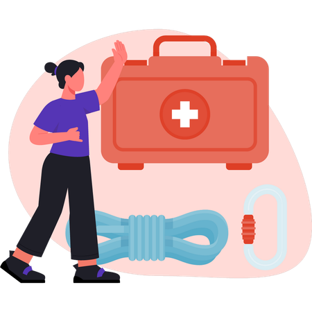 Emergency services paramedic with first id bag  Illustration