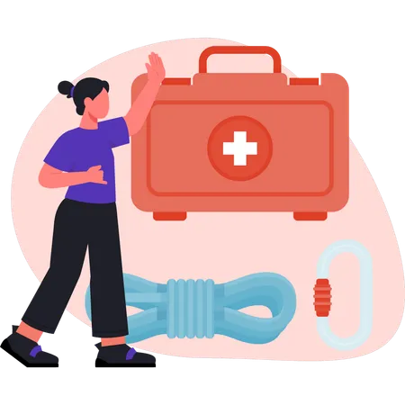 Emergency services paramedic with first id bag  Illustration