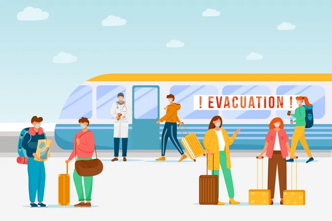 Emergency train evacuation  Illustration