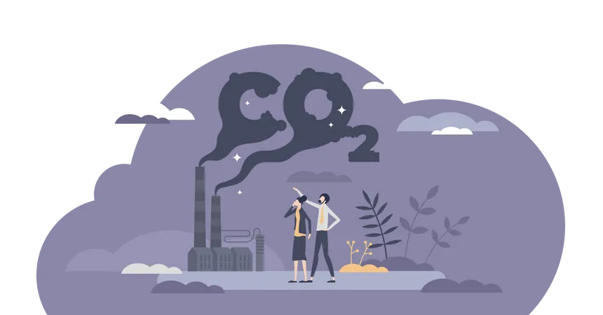 Las emisiones de CO2 como dióxido de carbono peligroso  Ilustración