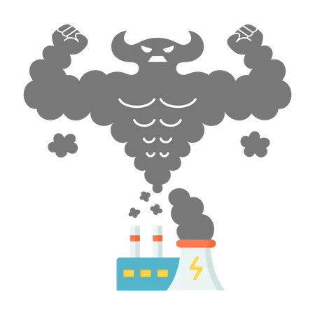 Ilustracion De Vector De Emisiones De Gases De Efecto Invernadero Ilustración