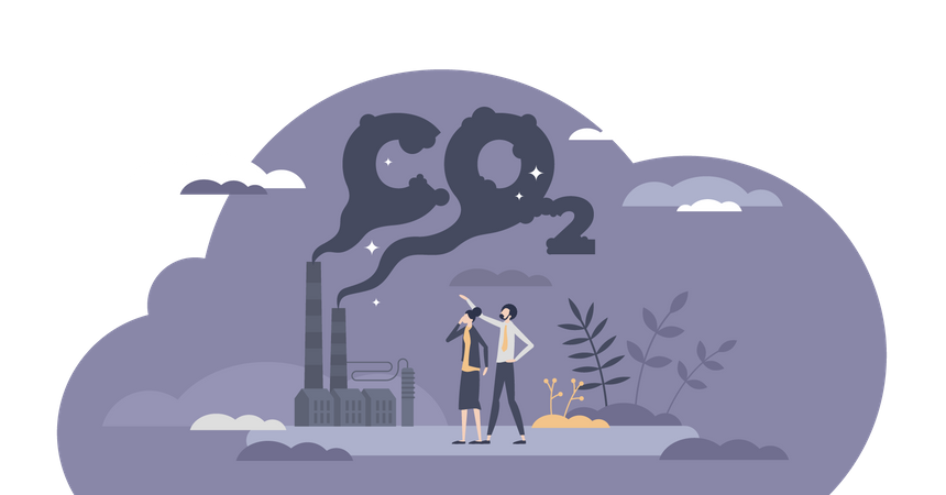 Emissões de CO2 como dióxido de carbono perigoso  Ilustração