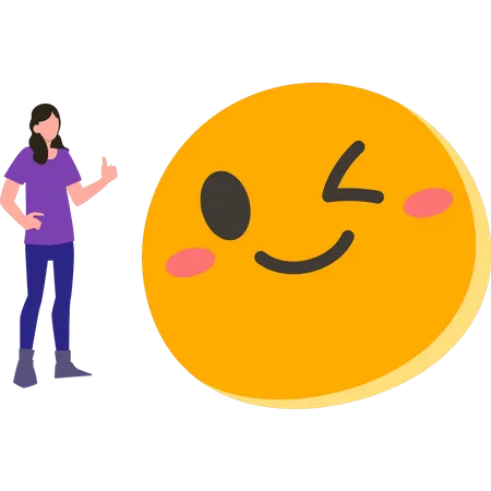 Garota gostando de emoji  Ilustração
