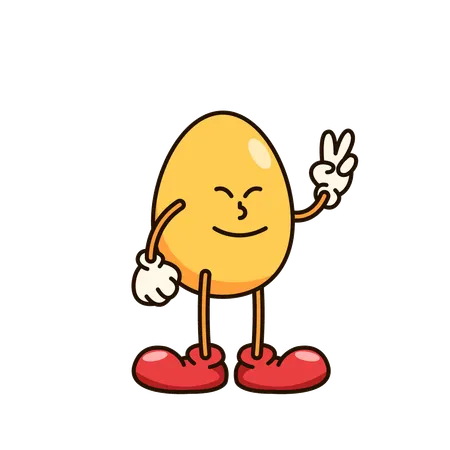 El emoji del huevo muestra el signo de la victoria  Ilustración