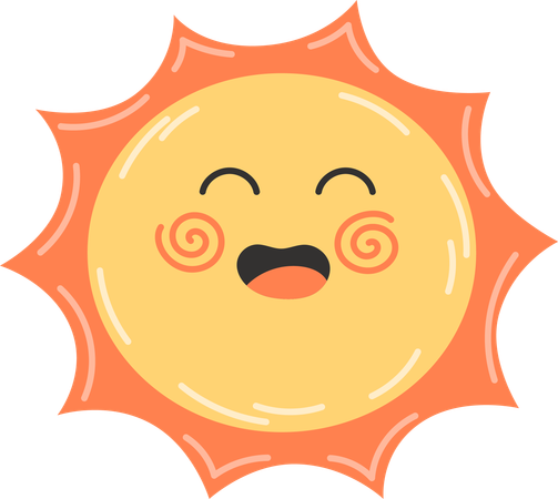 Emoji de sol brilhante  Ilustração