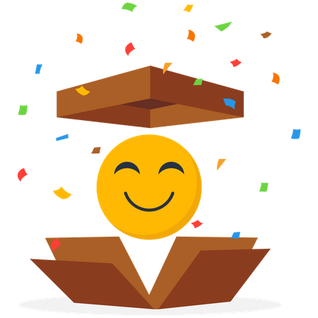 Emoji feliz fuera de la caja  Ilustración