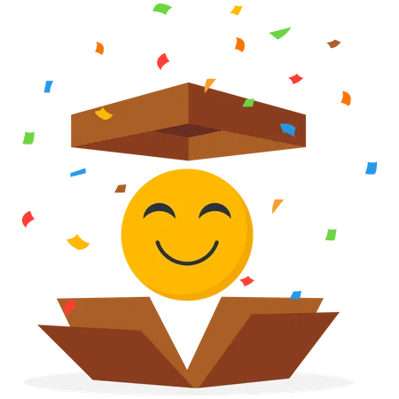 Emoji feliz fuera de la caja  Ilustración