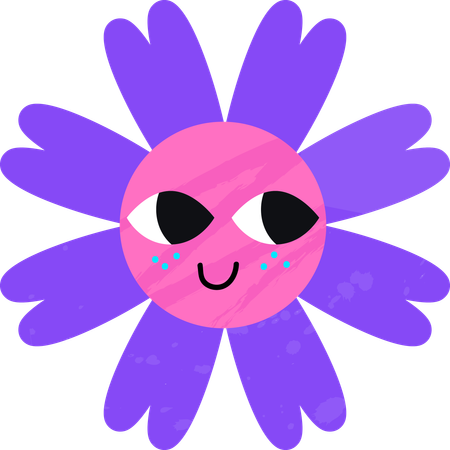 Emoji de flor feliz  Ilustración