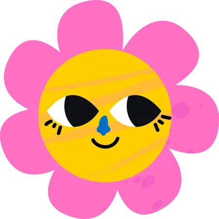 Emoji de flor feliz  Ilustración