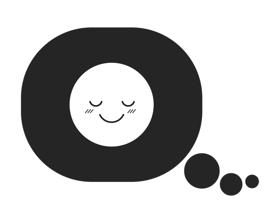 Emoji ravi dans une bulle de pensée  Illustration