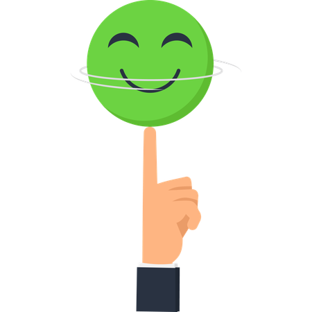 Emoji souriant en équilibre sur un doigt faisant un geste vers le haut  Illustration