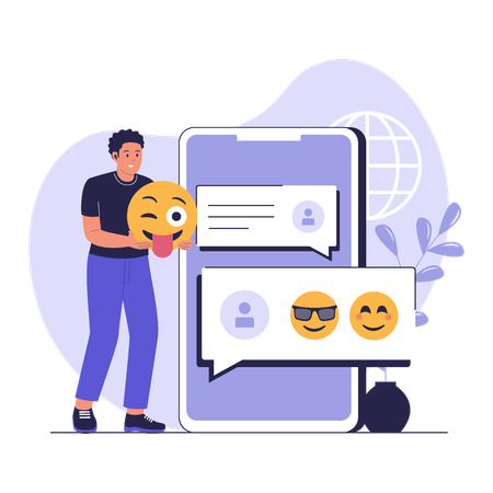 Emojis in Digital Chat Conversation on Smartphone  Illustration