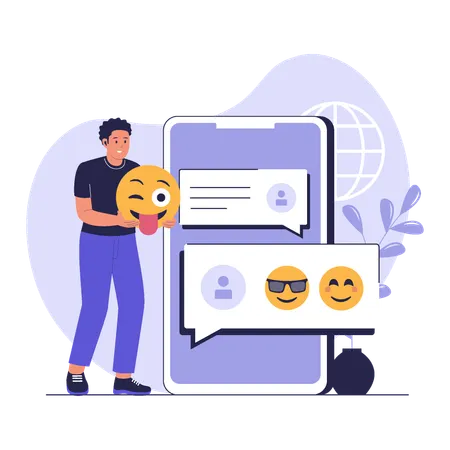 Emojis in Digital Chat Conversation on Smartphone  Illustration