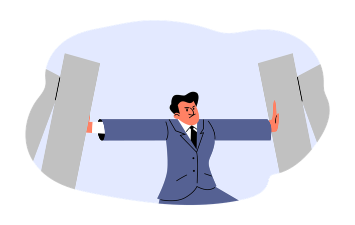 Emotional businessman holding falling sticks  Illustration
