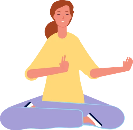 Personne De Caractere De Meditation Pose De Yoga Assis Pilates Illustration