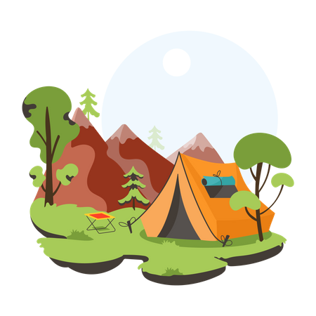 Emplacement de camping  Illustration