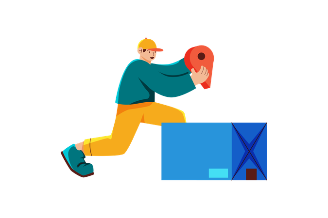Emplacement du colis de suivi d'un homme  Illustration