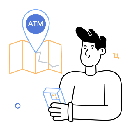 Emplacement du guichet automatique  Illustration