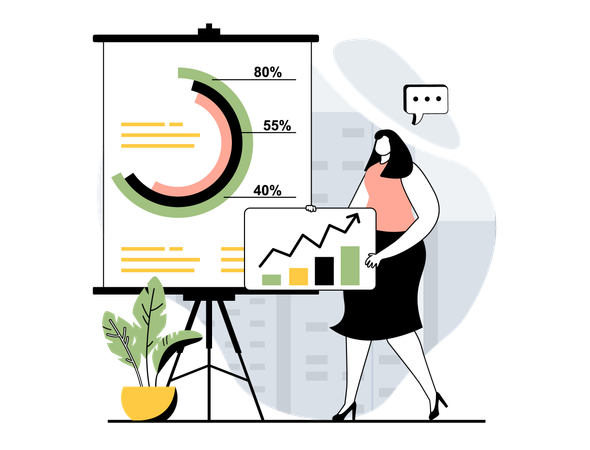 Empleada analizando datos  Ilustración