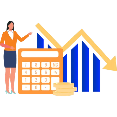 Empleada calcula su pérdida financiera  Ilustración