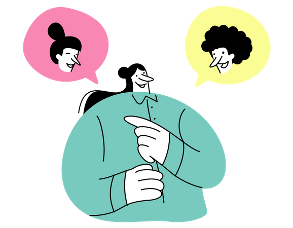 Empleada charlando con colegas  Ilustración