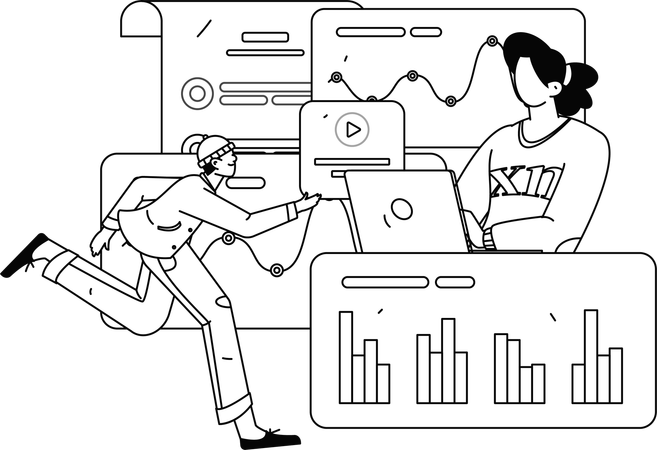 Empleada haciendo discusión  Ilustración