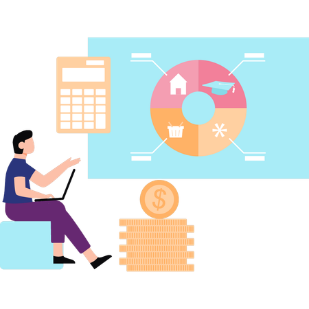 La empleada está calculando sus gastos  Ilustración