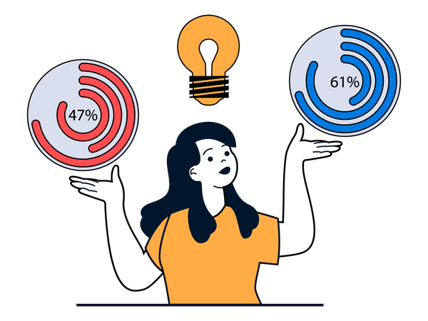 Empleada haciendo análisis de datos comerciales  Illustration