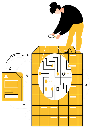 Empleada trabajando en interpretación de datos  Ilustración