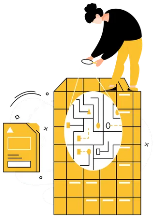 Empleada trabajando en interpretación de datos  Ilustración