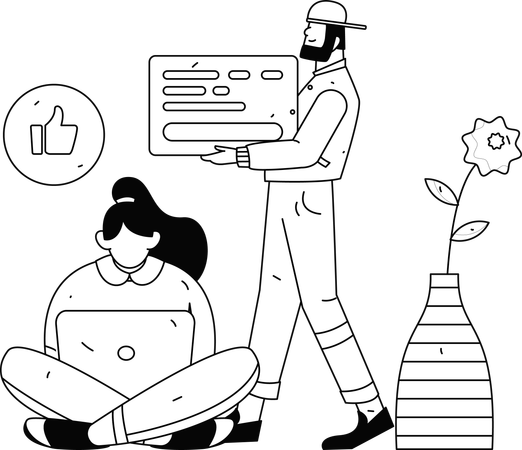 Empleadas que realizan reuniones en línea  Ilustración