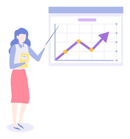 Las empleadas trabajan con análisis de datos  Ilustración