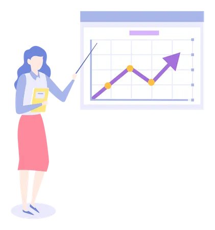 Las empleadas trabajan con análisis de datos  Ilustración