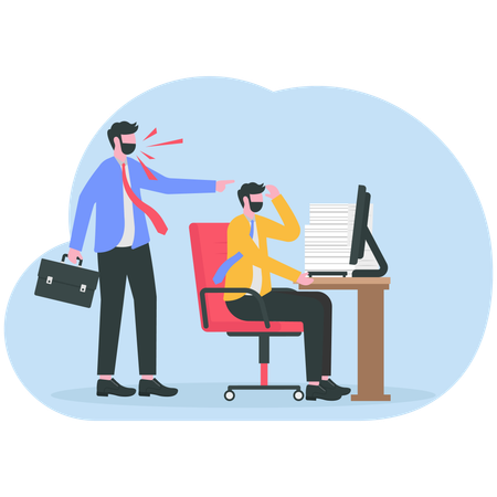 Empleado siendo acosado por un empresario  Ilustración