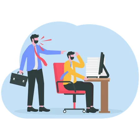 Empleado siendo acosado por un empresario  Ilustración