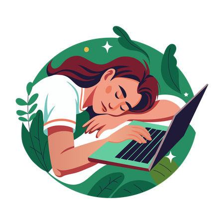 Empleado cansado durmiendo  Ilustración