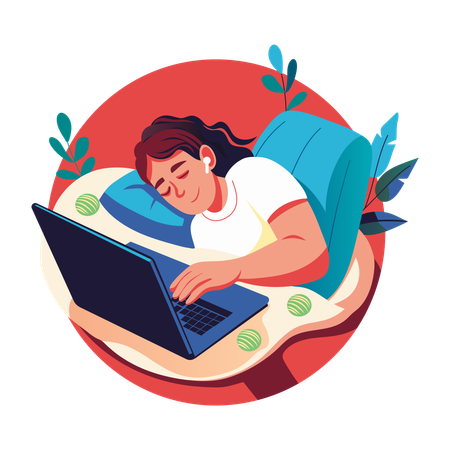 Empleado cansado durmiendo  Ilustración