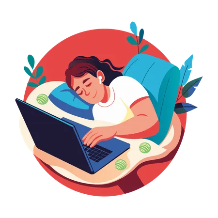 Empleado cansado durmiendo  Ilustración