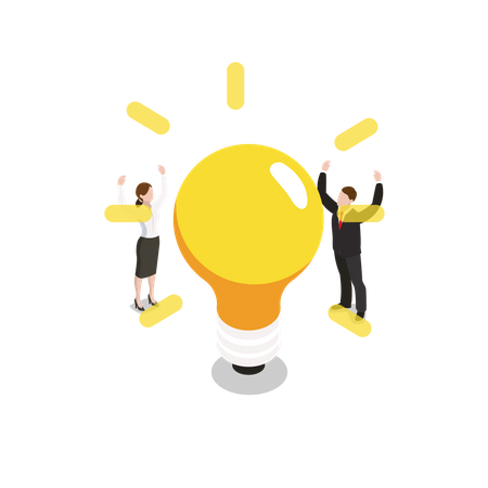Empleado celebrando una idea exitosa  Ilustración