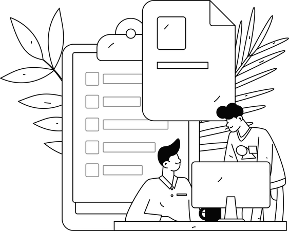 El empleado completa los datos del cliente.  Ilustración