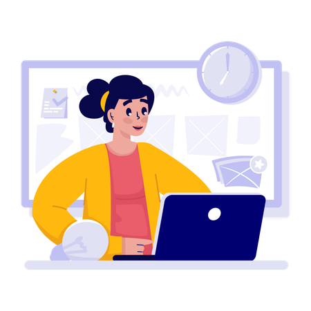 El empleado se centra en el trabajo  Ilustración