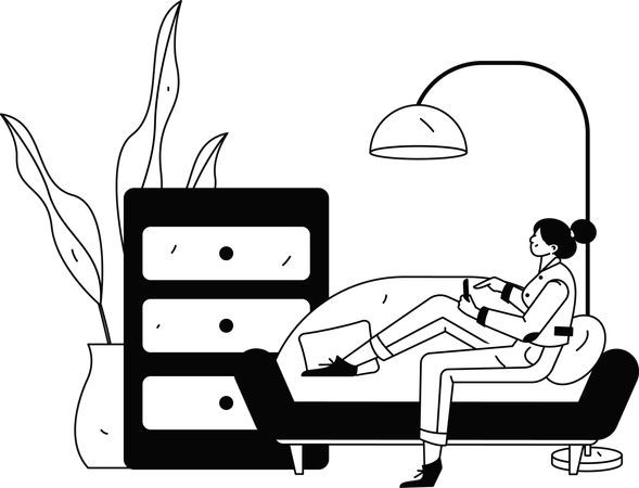 El empleado configura su lugar de trabajo en casa  Ilustración