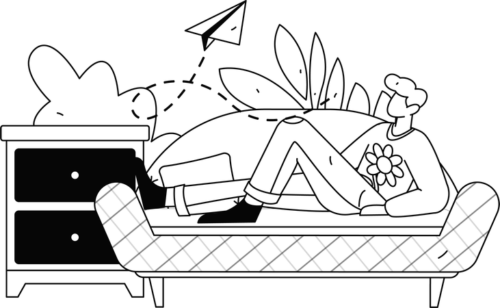 El empleado configura su lugar de trabajo en casa  Ilustración