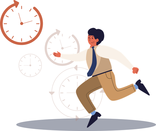 El empleado corre después de las fechas límite  Ilustración