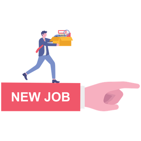 Empleado de empresa que encuentra un nuevo trabajo  Ilustración