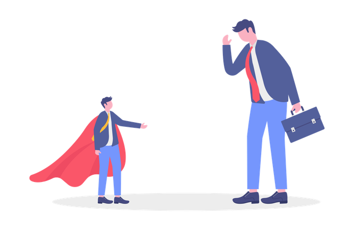Empleado de negocios hablando con un líder empresarial  Ilustración