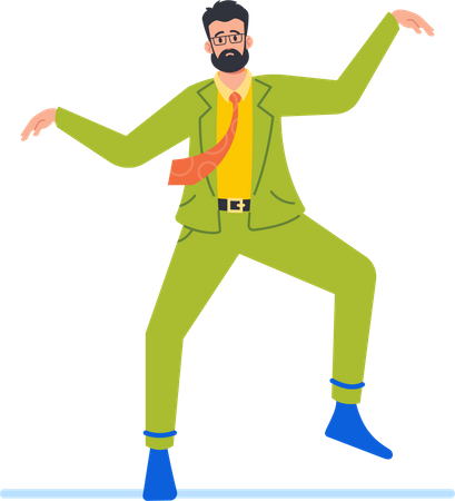 Empleado de oficina con movimientos exagerados  Ilustración